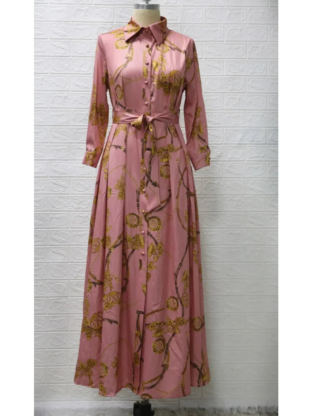 Women Muslim Abaya Ramadan Print Shirt Autumn Islamic Vestidos Elegant India Moroccan Kaftan dress