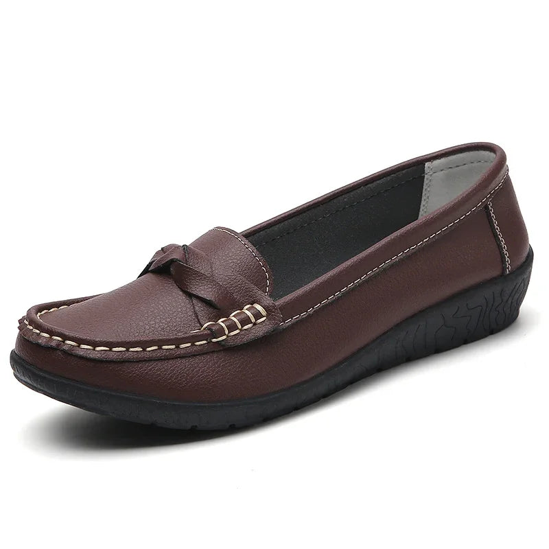 Women Flats Wedge Leather Fashion Comfortable Shoes Slip On Nurse Shoes Moccasins Outdoor Big Size 35-44