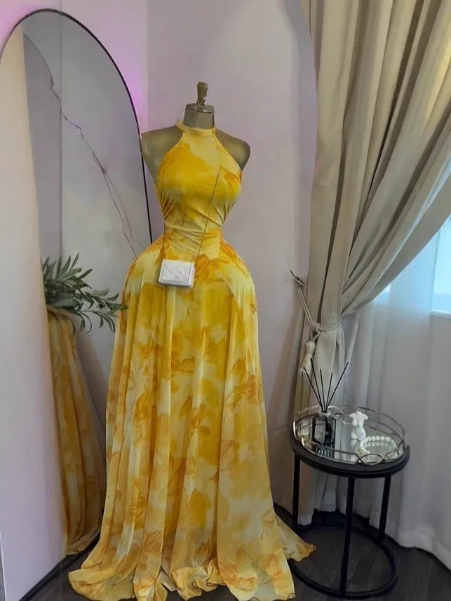 Women GLCMYAYA New O-neck Sleeveless Floral Print Mermaid Evening Birthday Beach Sexy Night Party Long Maxi Dresses