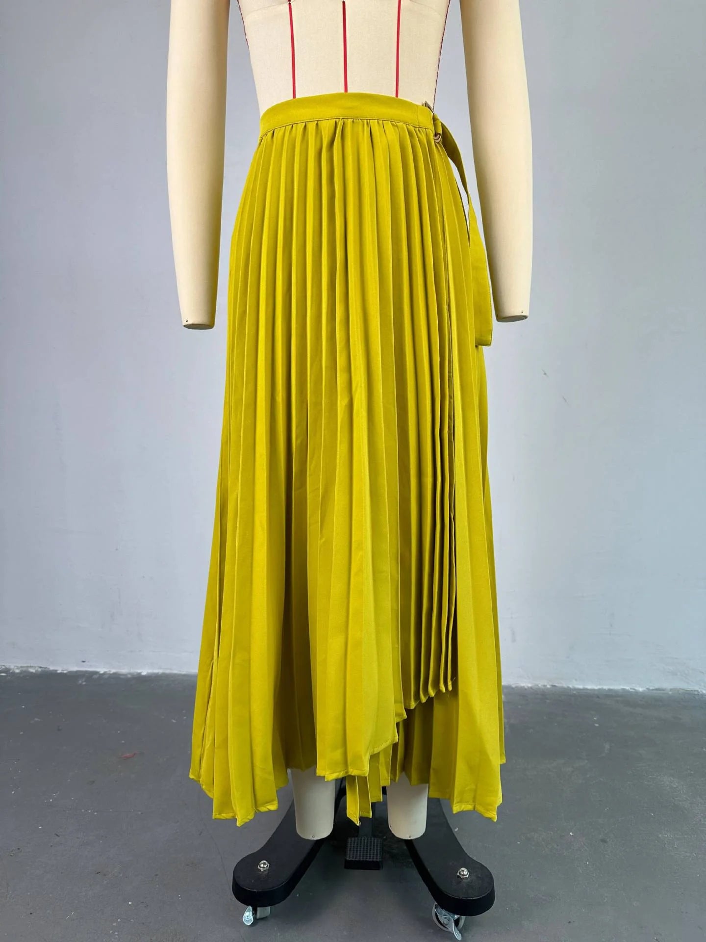 Women Skirts Pleated Irregular Solid High Waist A Line Mid Calf Skirts Elegant Lady Regular Casual Folds Summer
