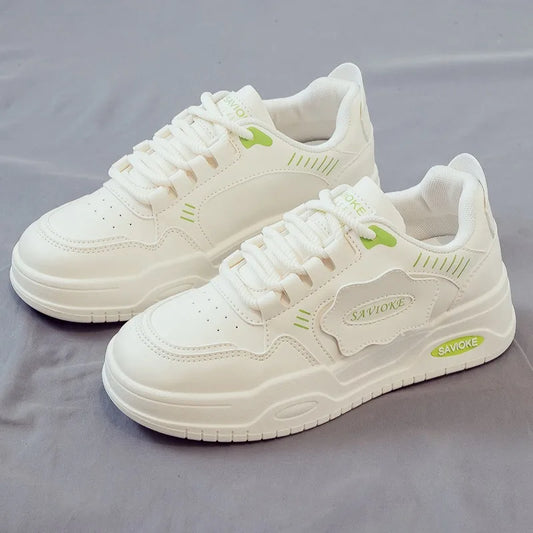 Autumn New White Shoes for Women, Fashionable and Versatile Casual Sports Shoes, Thick Soled Board Shoes
