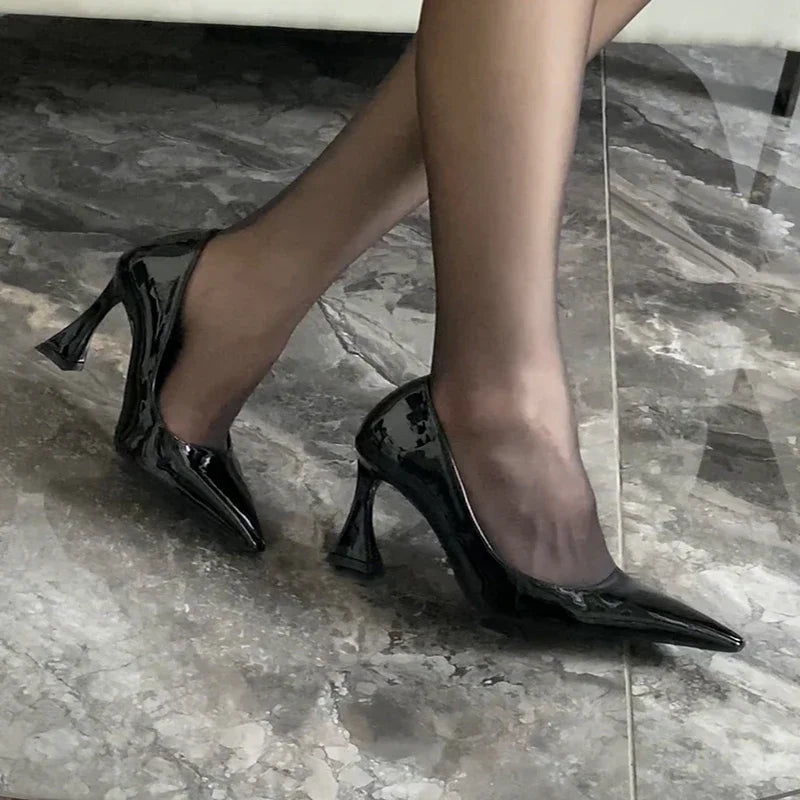 Women New Design High Heels Pointed Toe Pumps Street Style Shallow Slip On Party Shoes