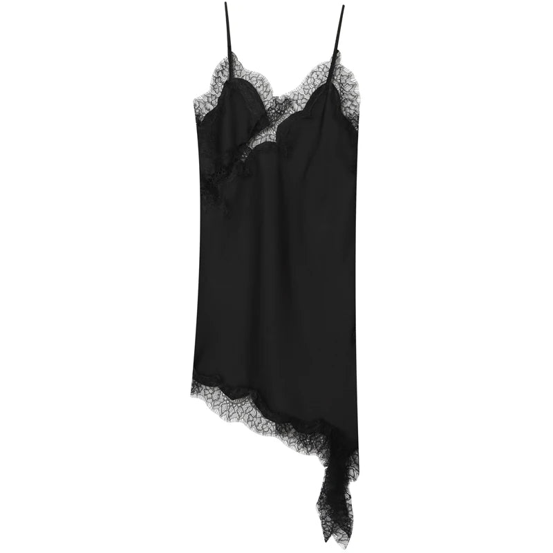 Women's Lace Asymmetric Slip Dress