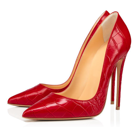 Women Crocodile 12cm high heels, pointed shallow high heels shoes