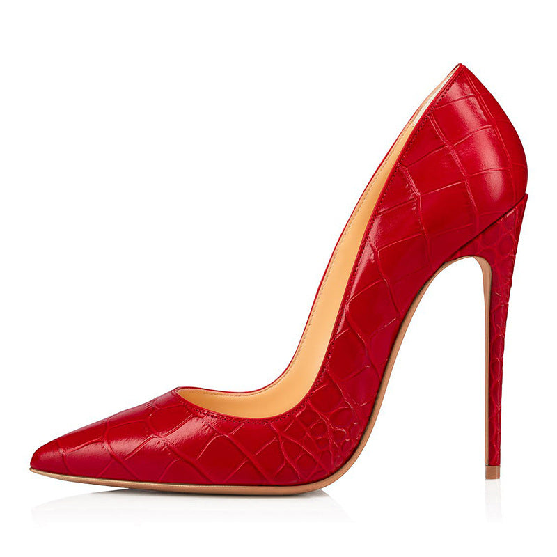Women Crocodile 12cm high heels, pointed shallow high heels shoes