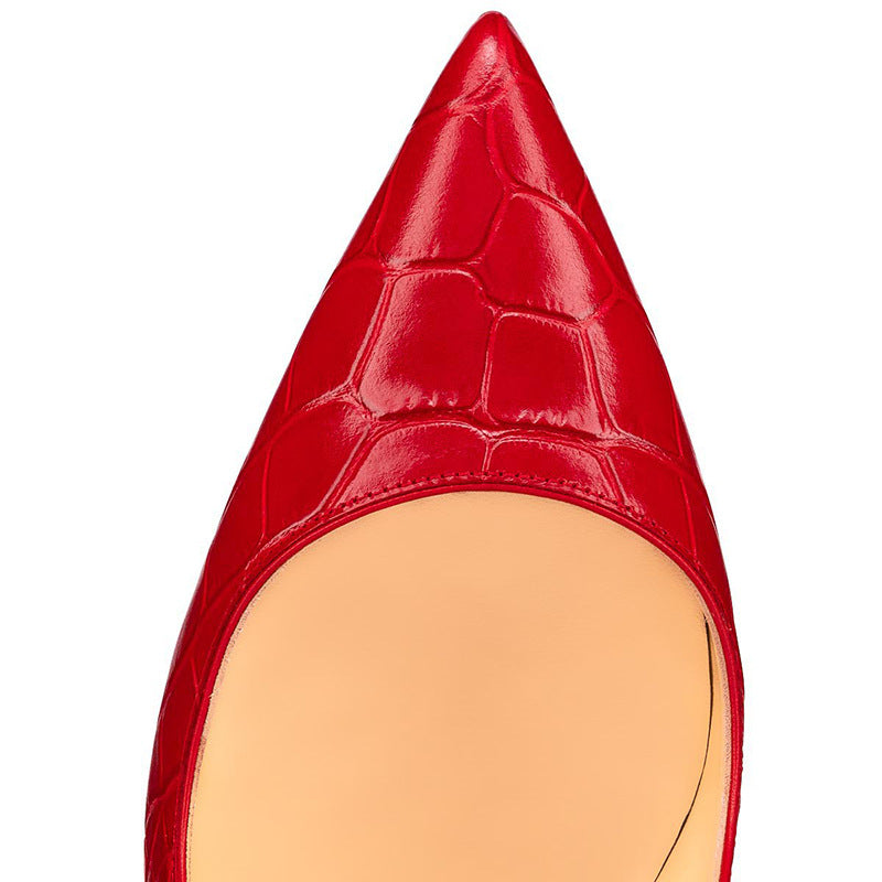 Women Crocodile 12cm high heels, pointed shallow high heels shoes