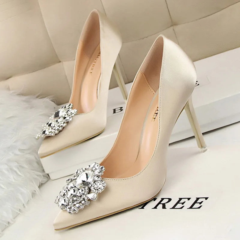 Women BIGTREE Shoes Rhinestone Pumps Stiletto Sexy High Heels Wedding  Luxurious   Shoes