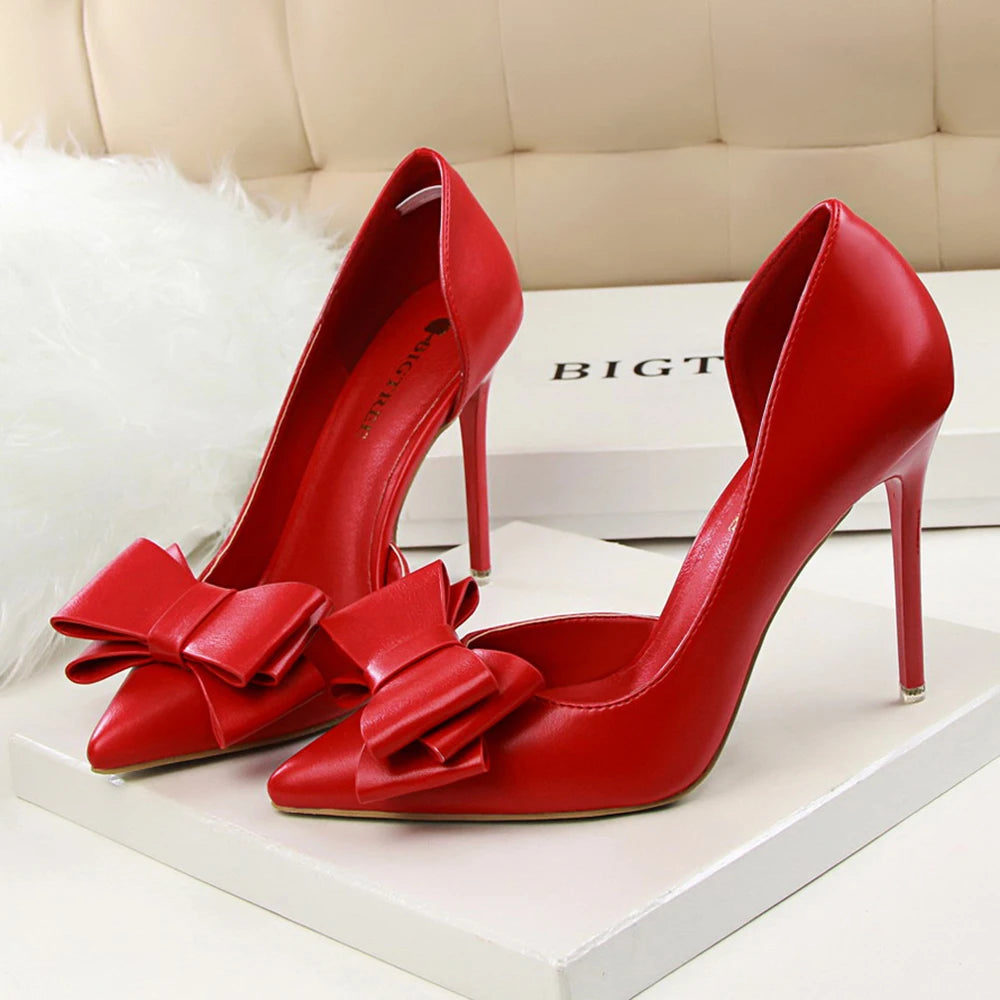 Women's shoes wedding bow high heels