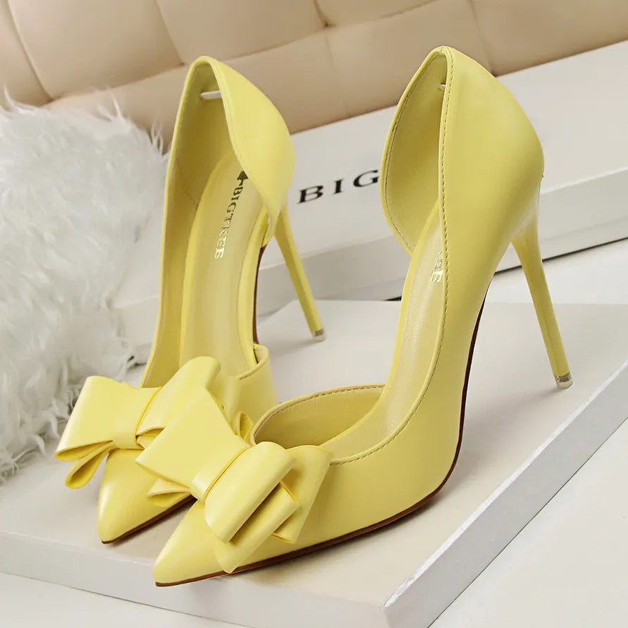 Women's shoes wedding bow high heels