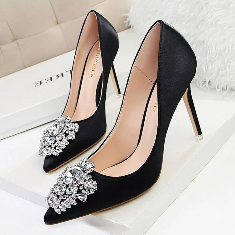 Women BIGTREE Shoes Rhinestone Pumps Stiletto Sexy High Heels Wedding  Luxurious   Shoes