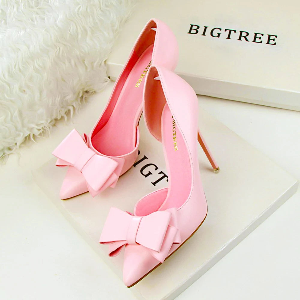 Women's shoes wedding bow high heels