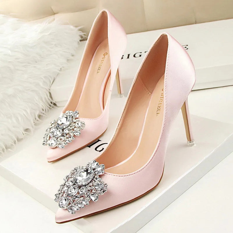 Women BIGTREE Shoes Rhinestone Pumps Stiletto Sexy High Heels Wedding  Luxurious   Shoes
