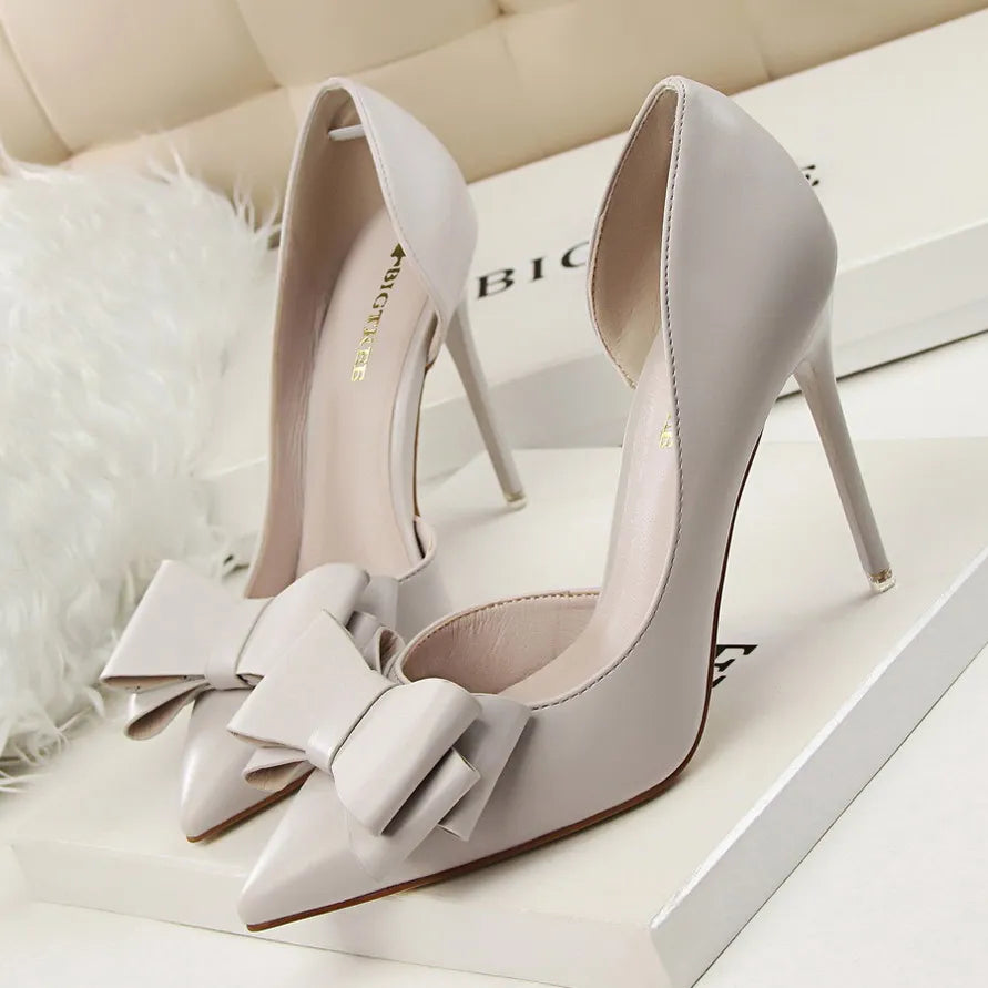 Women's shoes wedding bow high heels