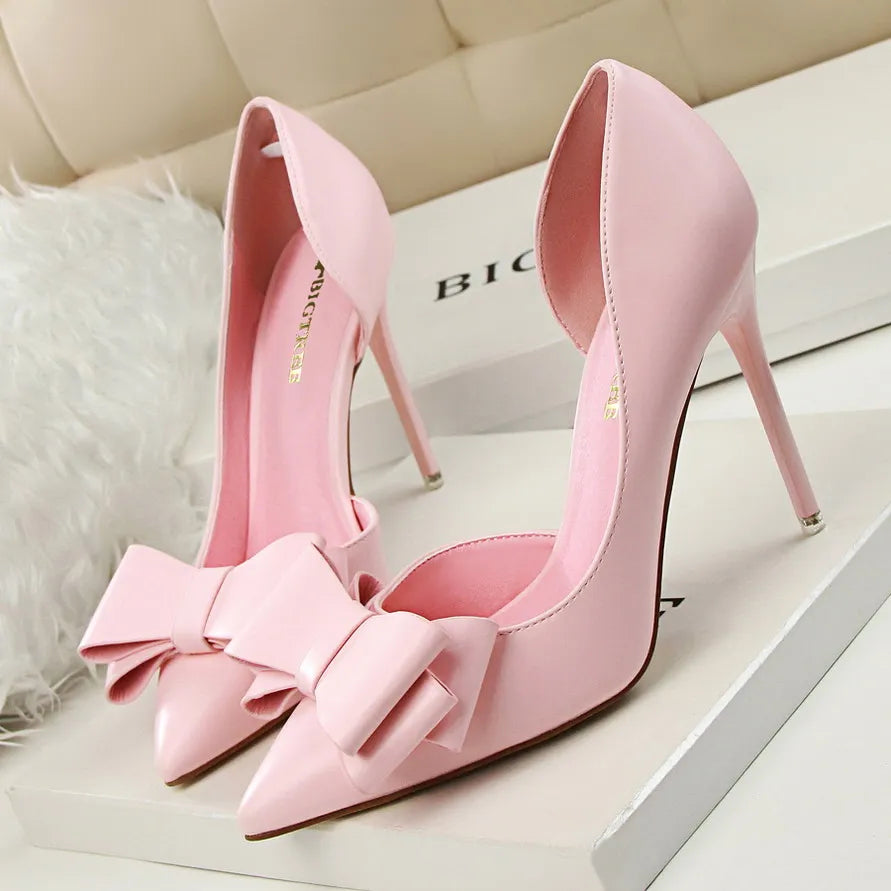 Women's shoes wedding bow high heels