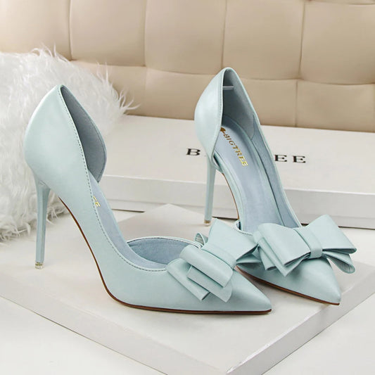Women's shoes wedding bow high heels