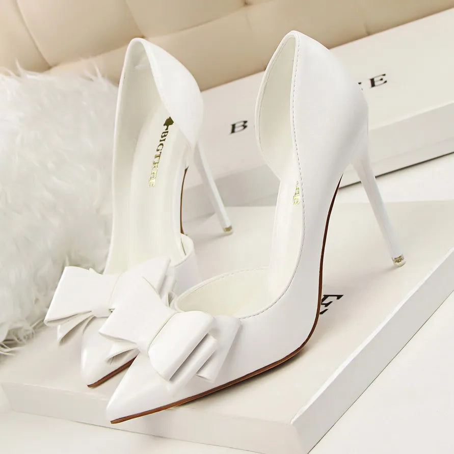 Women's shoes wedding bow high heels