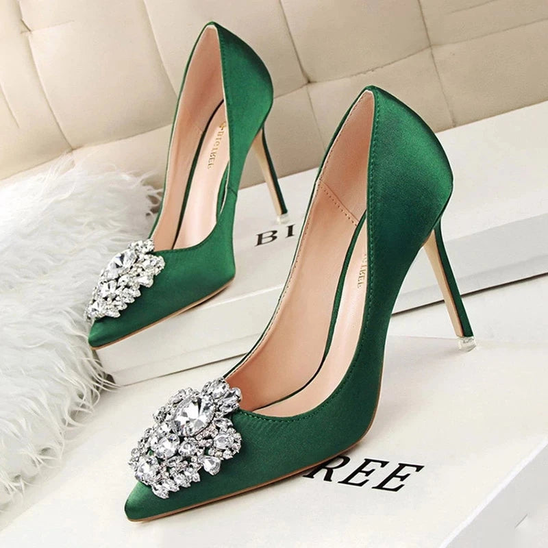 Women BIGTREE Shoes Rhinestone Pumps Stiletto Sexy High Heels Wedding  Luxurious   Shoes