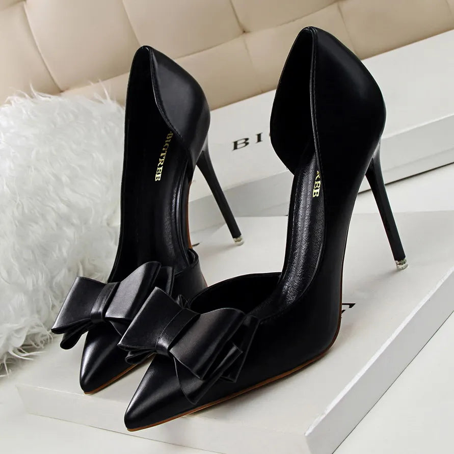 Women's shoes wedding bow high heels
