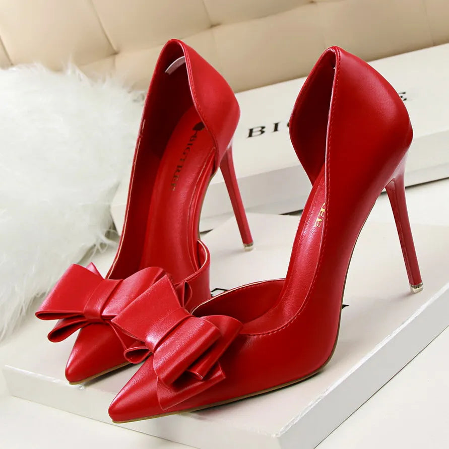 Women's shoes wedding bow high heels