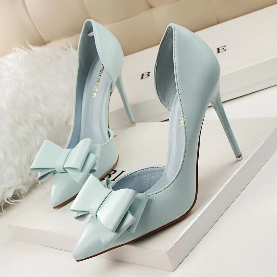 Women's shoes wedding bow high heels