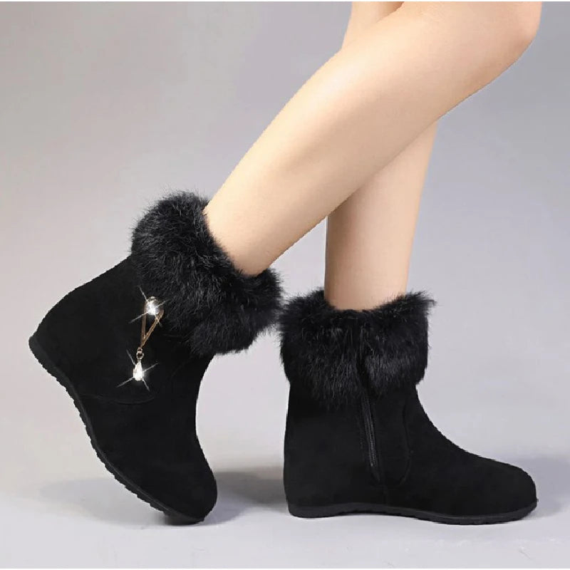 Women elegant fashionable Winter New Style Thickened Platform Snow Boots Warm Ankle Boots