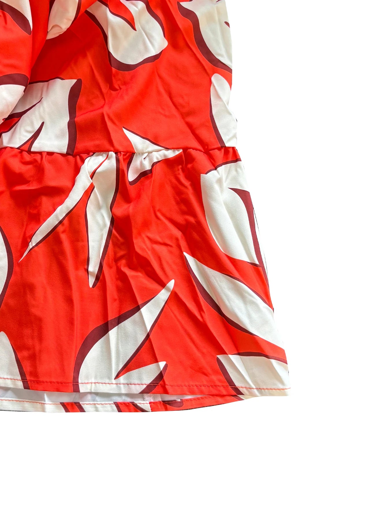 Women summer leaf print tank dress boho fashion casual ruffle trim long dress