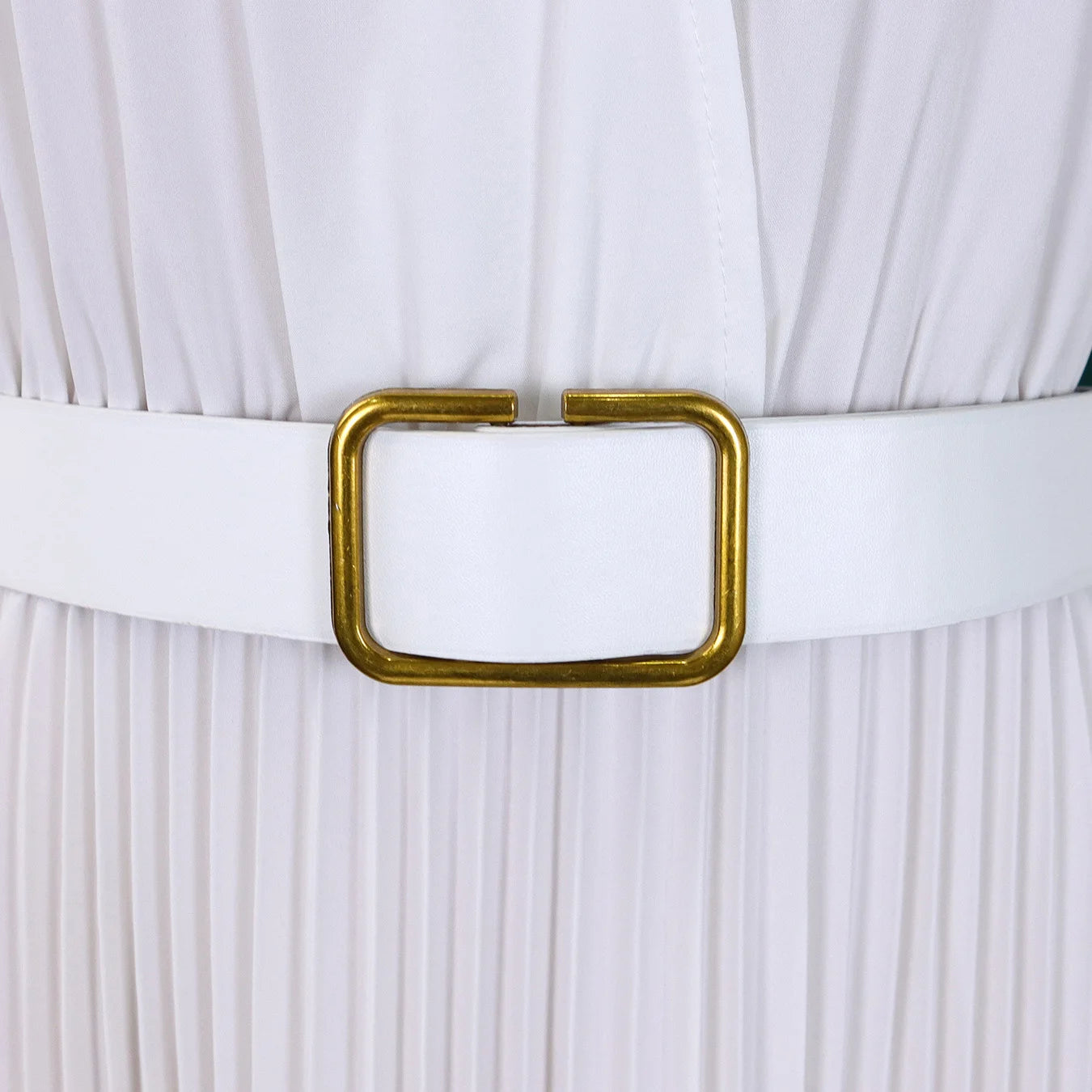 Women Elegant for  Pleated Deep V Neck Full Sleeve Belt Waisted Ankle Length Work Wear Dress