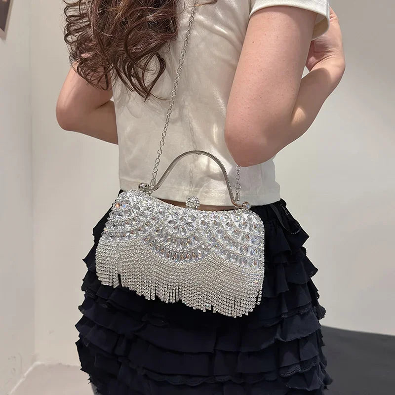 WOMEN Gold Silver Hasp Super Exquisite Diamonds Frame Handbags Chains Designer New Style Shoulder Bags