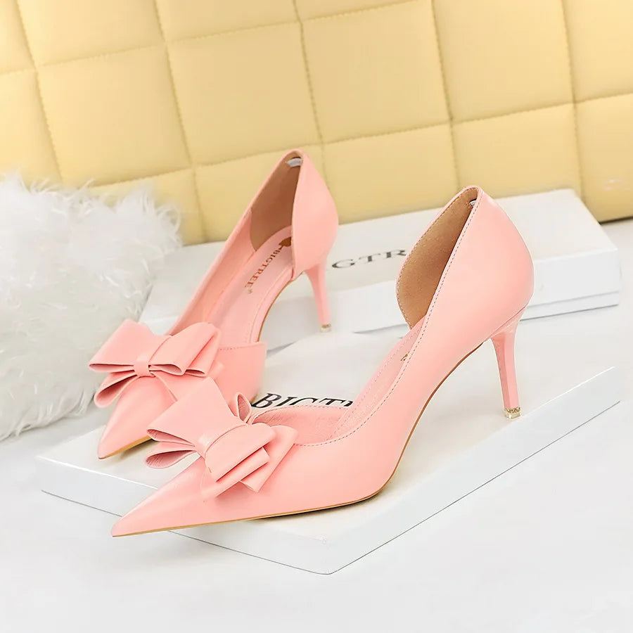 Women's shoes wedding bow high heels
