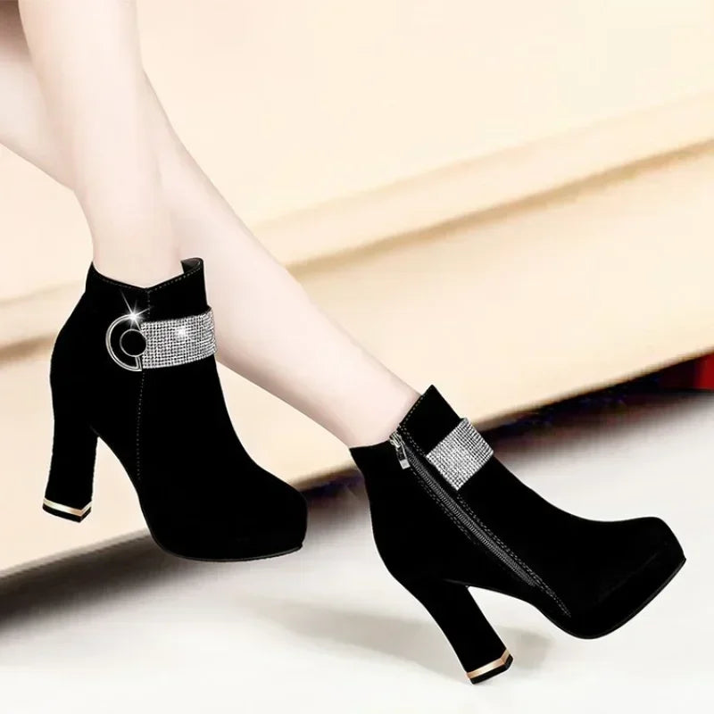 Women Elegant Fashionable Autumn/winter thick, high heel boot