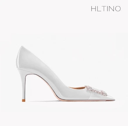 Women HLTNINO Crystal Pumps Spring Summer Shoes with Rhinestones High Heeled Stilettos Sandal