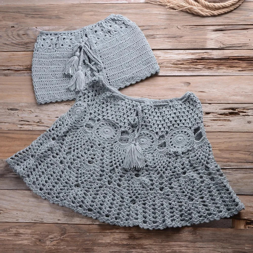 Lady Spring Summer Pure Color Beach Bikini Top Strapless One Shoulder Tie Dye swimwear