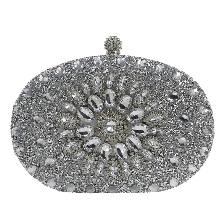 women Fashionable Shell diamonds birthday wedding Handbag Rhinestone Clutch Sequin and Sunflower Evening Party Bag