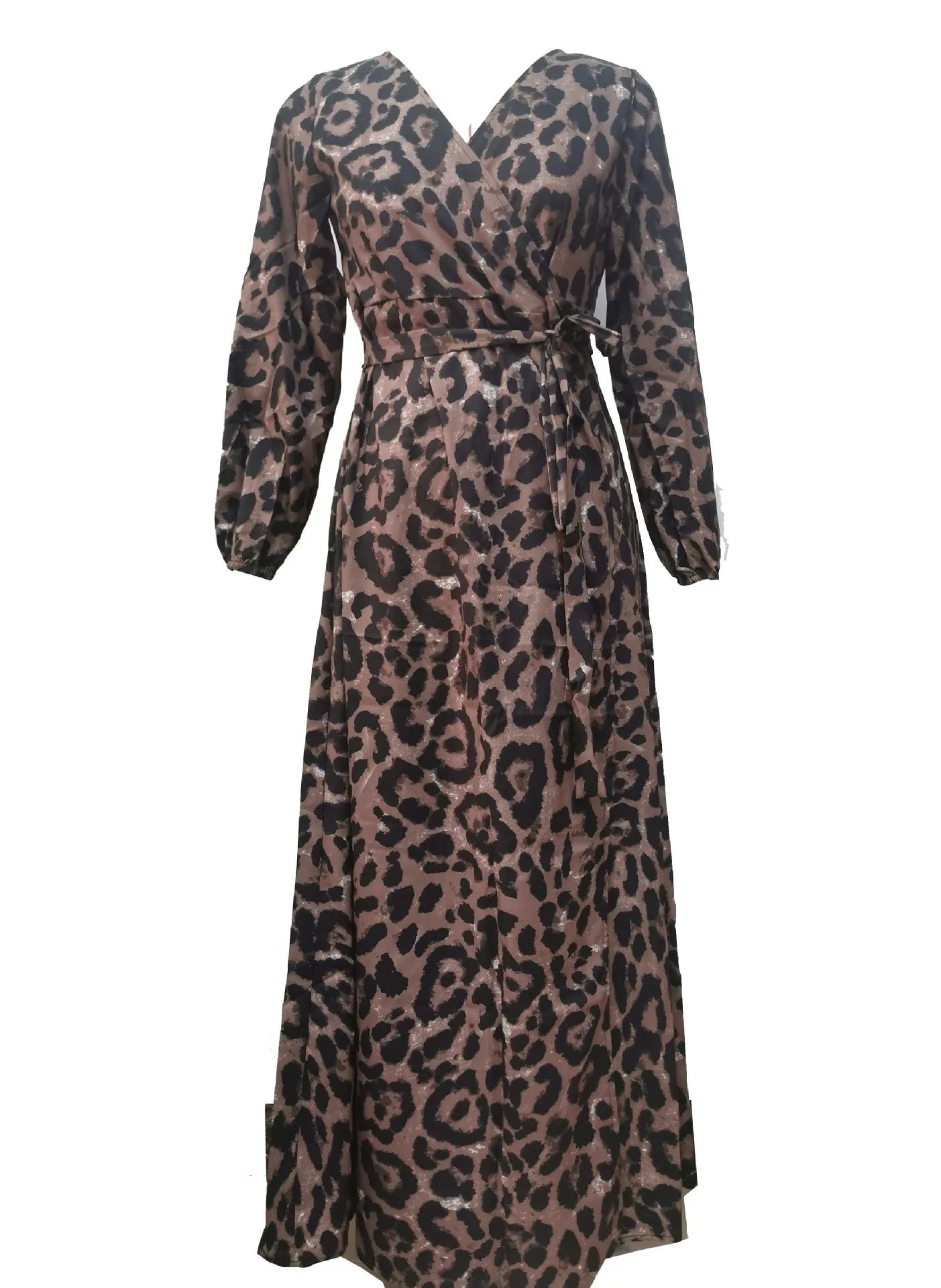 Women Eid Muslim Dresses V Neck Lantern Sleeve Morocco Ramadan Long Robe Print Party Dress