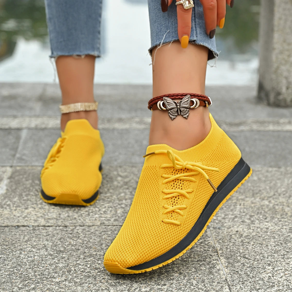 Women Casual Shoes Fashion Breathable Walking Mesh Flat Shoes Sneakers