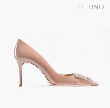 Women HLTNINO Crystal Pumps Spring Summer Shoes with Rhinestones High Heeled Stilettos Sandal
