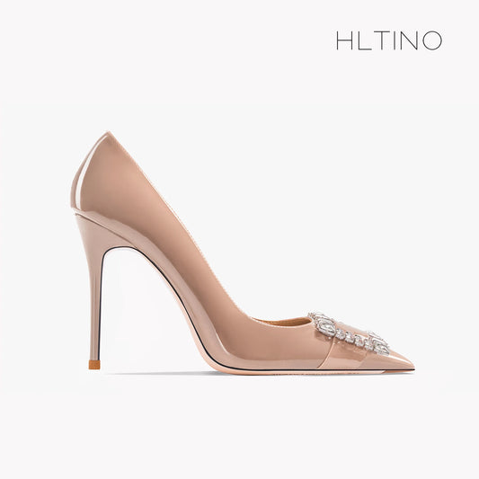 Women HLTNINO Crystal Pumps Spring Summer Shoes with Rhinestones High Heeled Stilettos Sandal