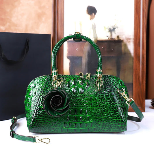 Women Crocodile pattern high-end  new retro fashion handbag, large-capacity texture, single-shoulder crossbody , pillow bag
