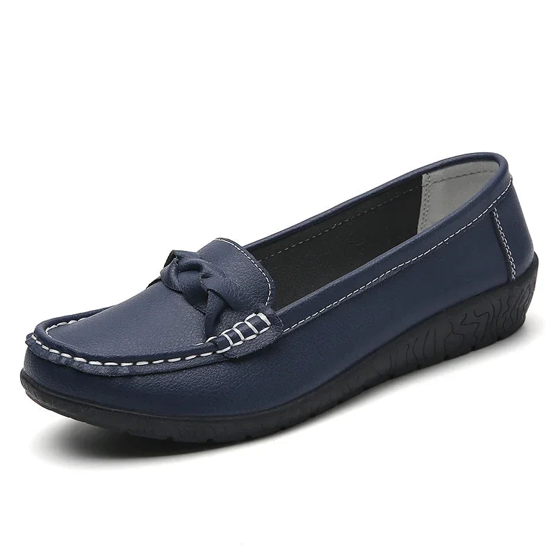 Women Flats Wedge Leather Fashion Comfortable Shoes Slip On Nurse Shoes Moccasins Outdoor  Big Size 35-44