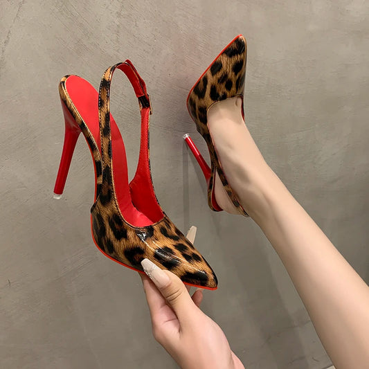 Women High Heels Feminine Sexy Leopard Print Pointed Toe Stiletto Single shoes