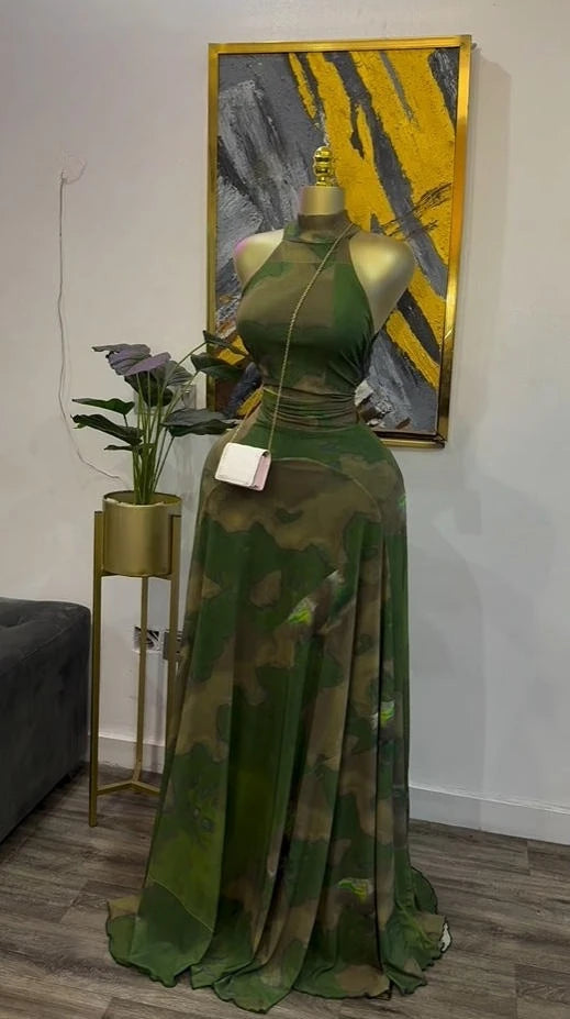 Women GLCMYAYA  New  O-neck Sleeveless Floral Print Mermaid  Evening Birthday Beach Sexy Night Party Long Maxi  Dresses