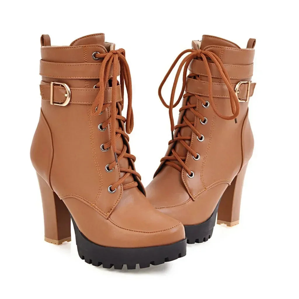 Women Ankle Boots Lace Up Ladies Boots