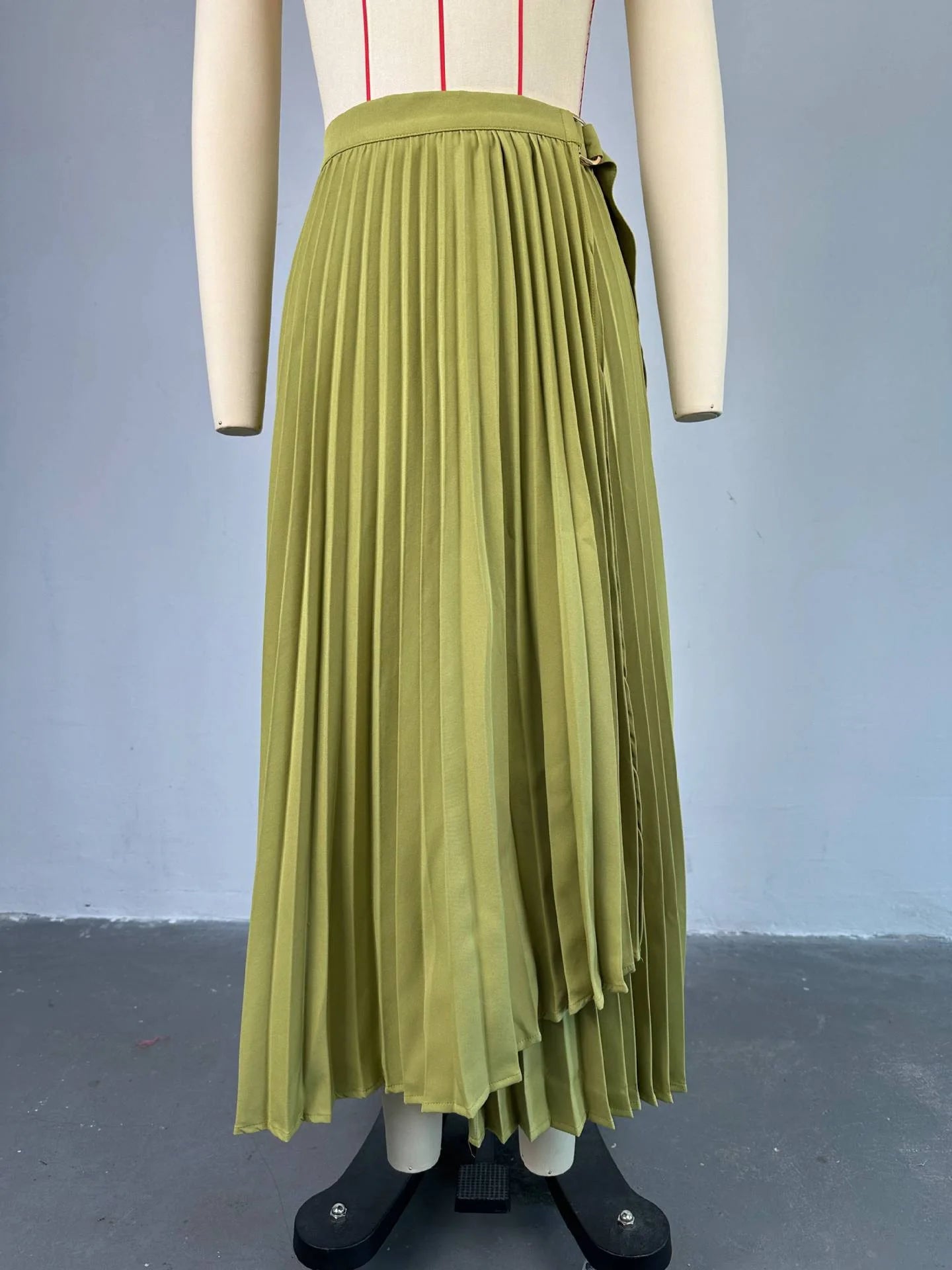 Women Skirts Pleated Irregular Solid High Waist A Line Mid Calf Skirts Elegant Lady Regular Casual Folds Summer