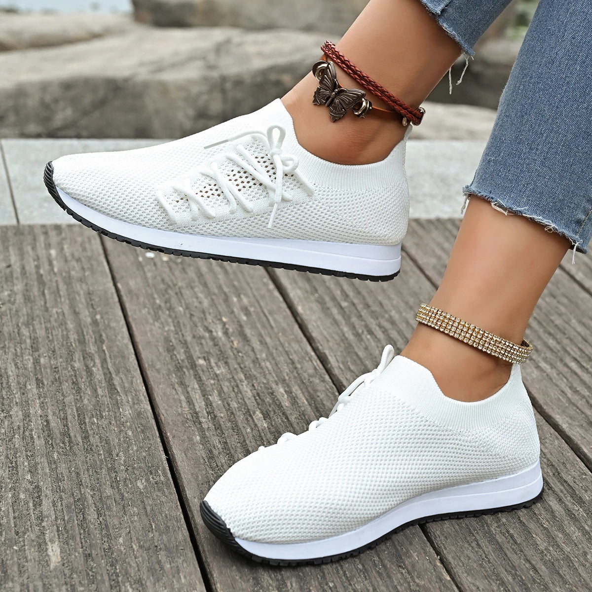 Women Casual Shoes Fashion Breathable Walking Mesh Flat Shoes Sneakers