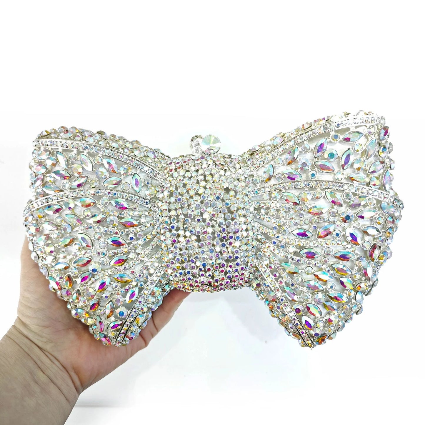 Women Newest Rhinestone Green/Black Clutch Purse Bow Luxury Diamond Red Evening Clutches  Wedding Bridal Bag Stones Handbags