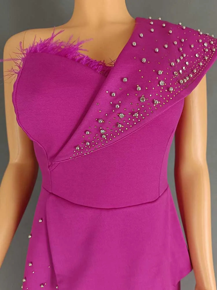 women High Waist Strapless Jumpsuit Rivet Collar Lady Evening and Party  Elegant Sexy Birthday Jumpsuit