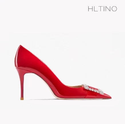 Women HLTNINO Crystal Pumps Spring Summer Shoes with Rhinestones High Heeled Stilettos Sandal