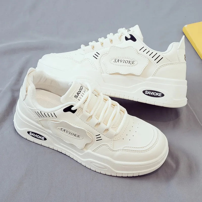 Autumn New White Shoes for Women, Fashionable and Versatile Casual Sports Shoes, Thick Soled Board Shoes