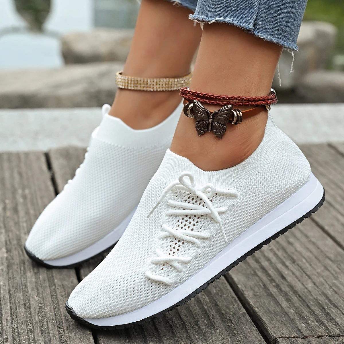 Women Casual Shoes Fashion Breathable Walking Mesh Flat Shoes Sneakers