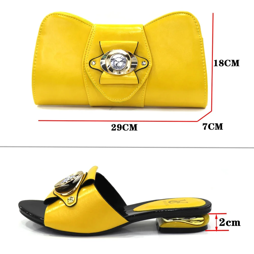 Women Latest  Design Fashion low heel comfortable shoes and bag